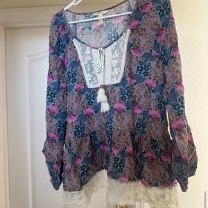 Matilda Jane Floral Blouse with Lace Detail